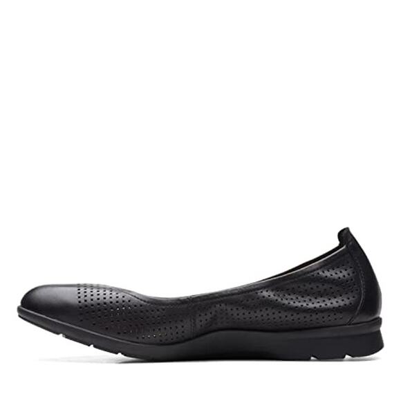 NWT Clarks Jenette Ease Ballet Flat, Black Leather, 11 Medium Women - Picture 1 of 6
